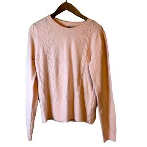 NWT Halogen Cable Knit Crew Neck Romantic light Pink balletcore Sweater Medium